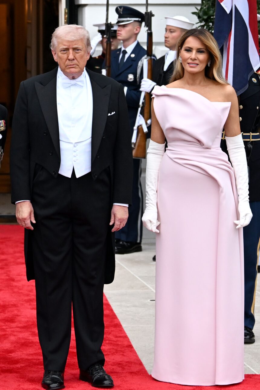 Melania Chooses Dior Couture for Charles and Camilla’s Royal Visit