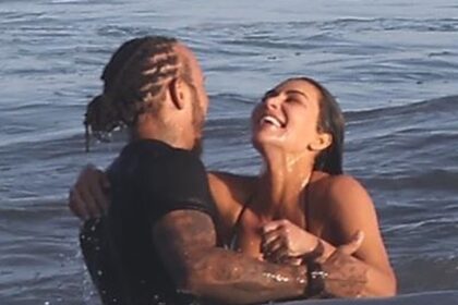 Kim Kardashian, Lewis Hamilton Dive Into PDA During Steamy Beach Date