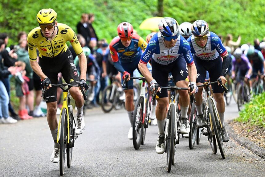 Matteo Jorgenson crashes out of Amstel Gold Race contention on wet downhill corner