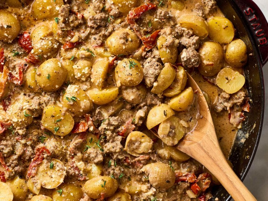 Dinner Tonight: One-Pan Tuscan Ground Beef & Potatoes