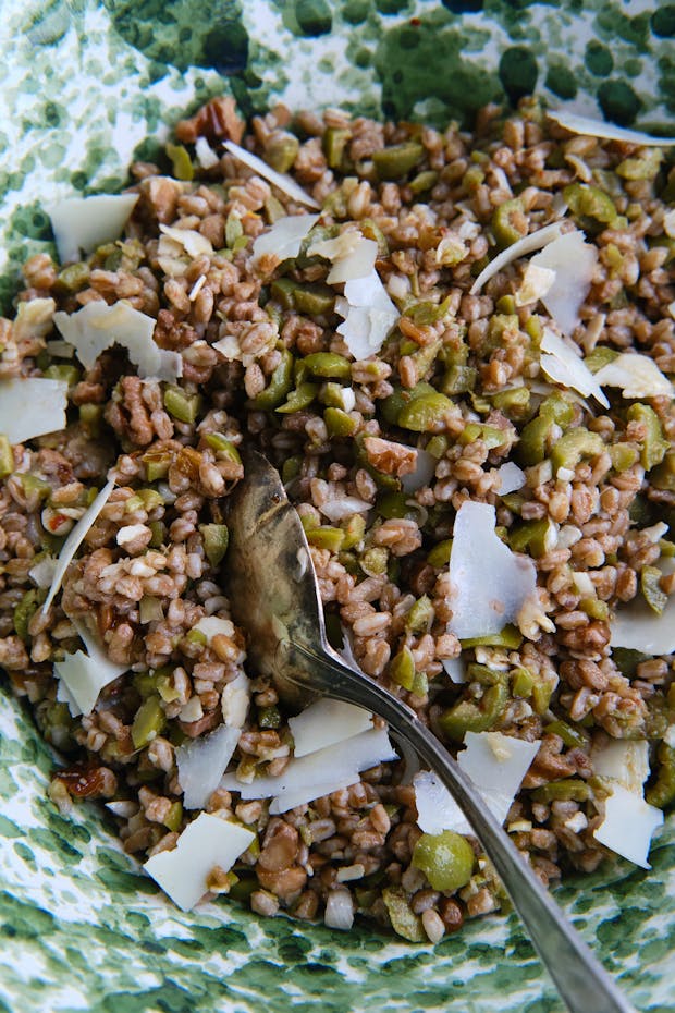 Farro Salad with Olives, Walnuts and Pecorino