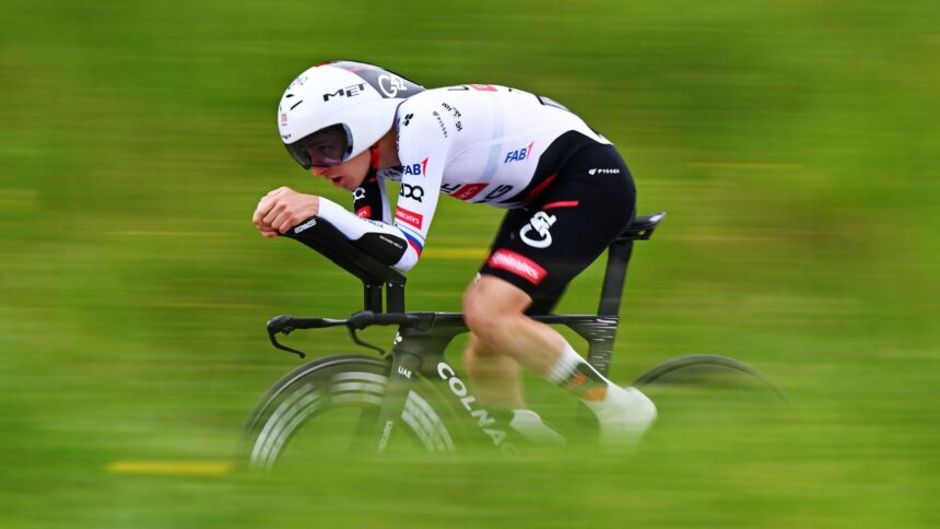Tadej Pogačar rides a new ‘significantly lighter’ prototype Colnago time trial bike at the Tour de Romandie prologue