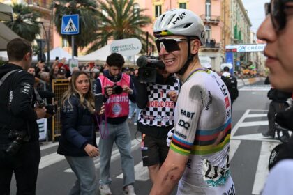 Tadej Pogačar’s torn Milan-San Remo jersey sells for record amount in charity auction