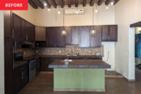 Before & After: Teal Cabinets Instantly Brighten a “Dark, Dreary” Kitchen