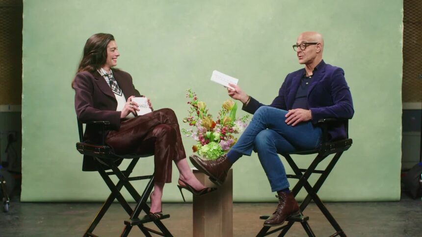 Anne Hathaway and Stanley Tucci Talk Chelsea Boots and Cocktails in the Latest ‘Off the Cuff’