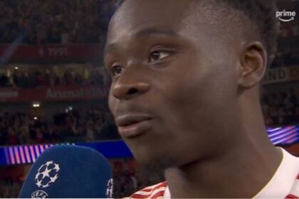 Bukayo Saka complains on Prime Video seconds after Arsenal reach Champions League final