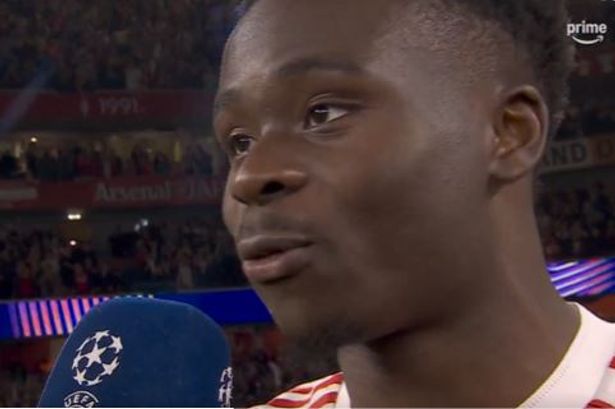 Bukayo Saka complains on Prime Video seconds after Arsenal reach Champions League final