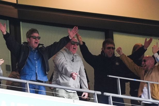Oasis’ Noel and Liam Gallagher put on animated display after Man City FA Cup win over Chelsea