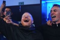 Ed Sheeran celebrates with Ipswich Town team after Premier League promotion confirmed