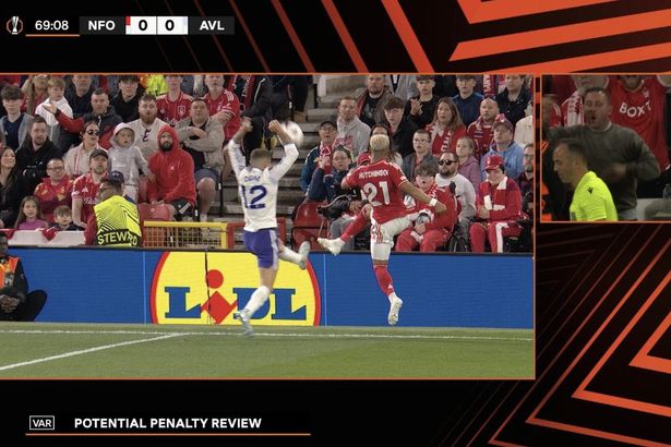 VAR intervenes in Nottingham Forest v Aston Villa to award penalty after bizarre incident