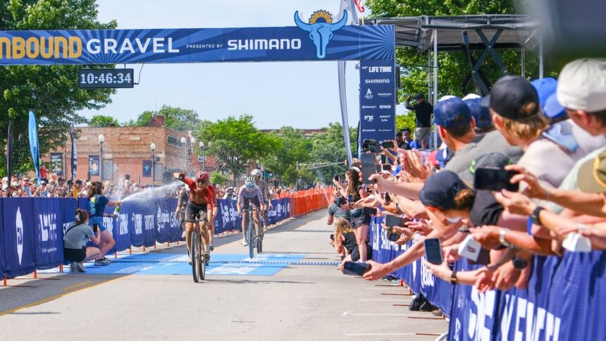 Sofia Gomez Villafañe sprints to her second career win at Unbound Gravel