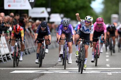 Cat Ferguson blasts from small group for victory at Navarra Women’s Elite Classic