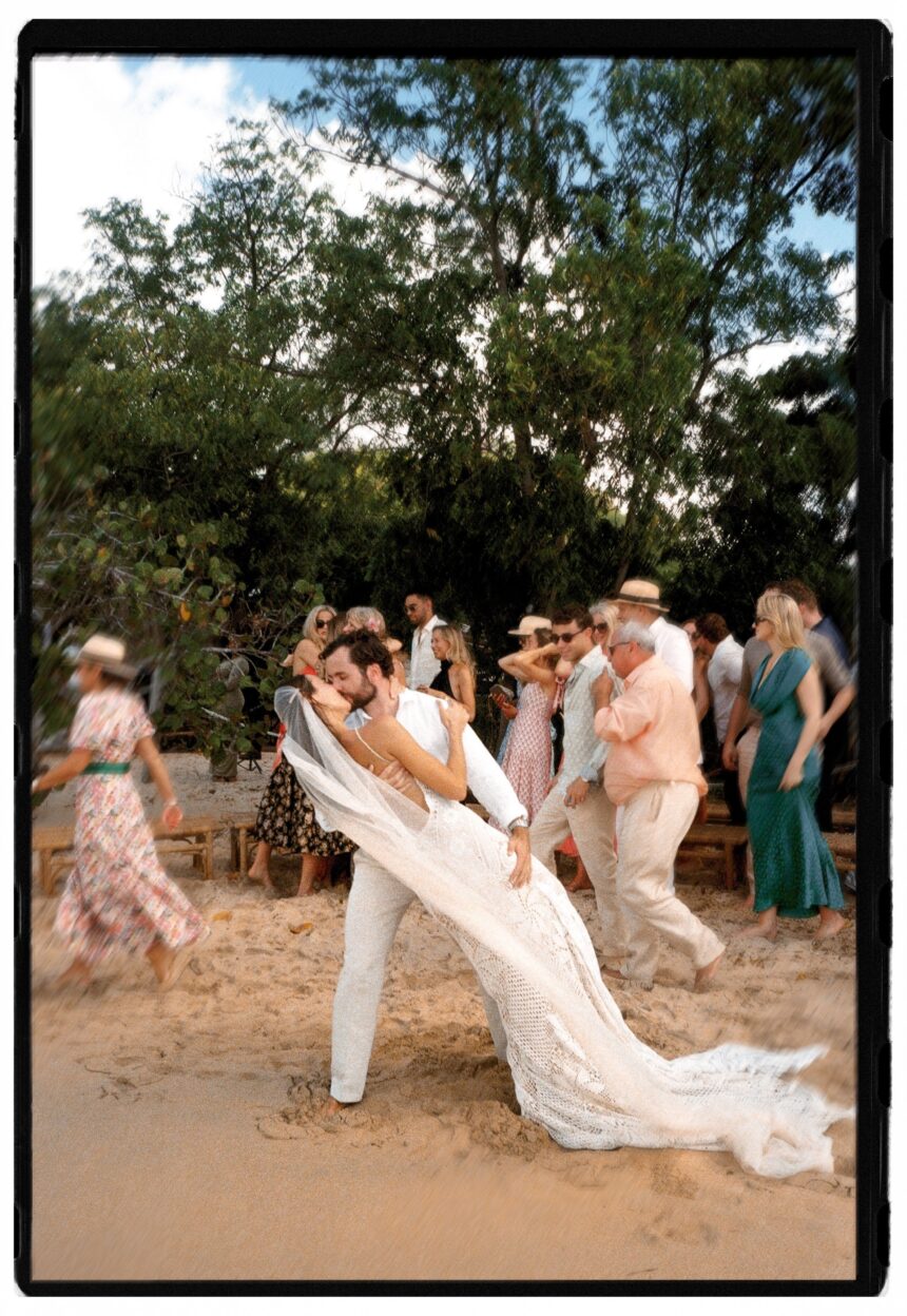 The Bride Wore Her Own Design to Her Barefoot Beach Wedding in Antigua