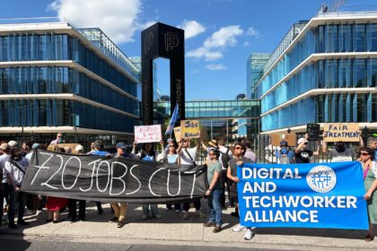 ‘We’re Just Getting the Crumbs Here’: Contractors Protest Layoffs at Meta’s European Headquarters