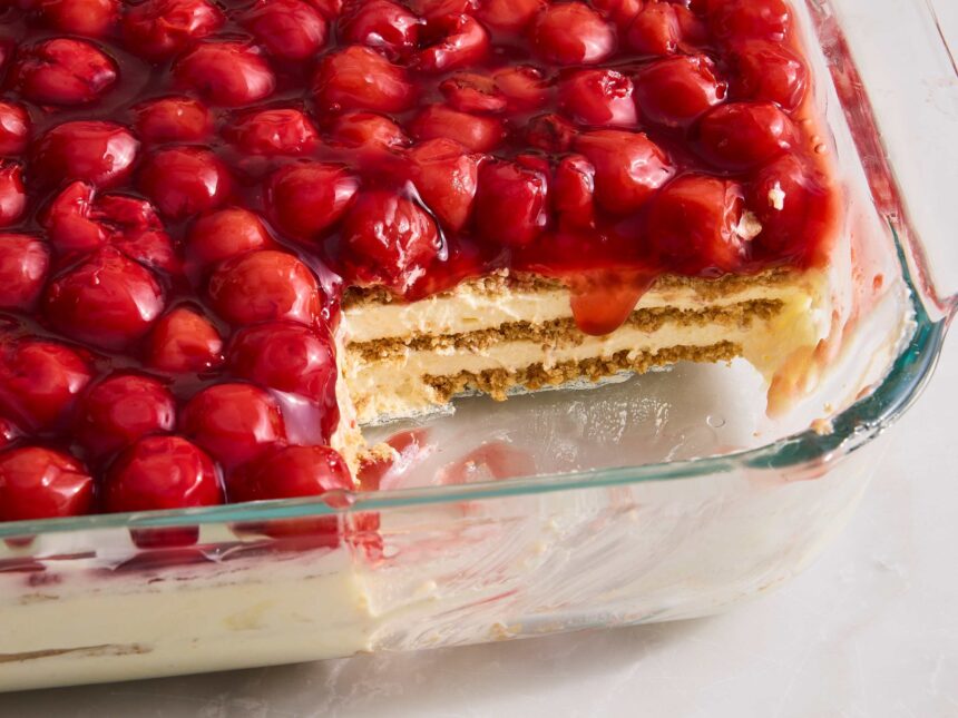 I Make This No-Bake Cherry Éclair Cake and It’s Devoured in Minutes