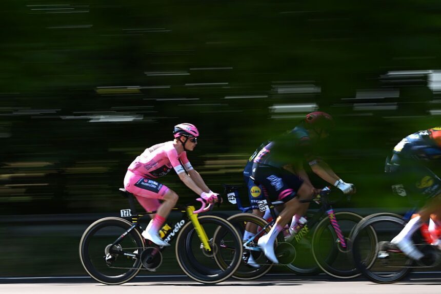 Giro d’Italia: stage 15 neutralised for GC in final lap as Jonas Vingegaard amongst in-race protest over safety conditions