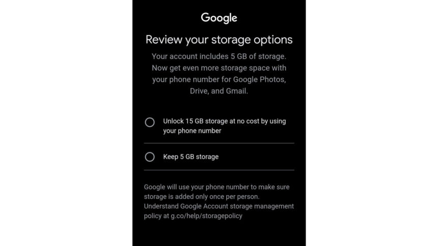 New Google accounts may only get 5GB free storage — unless you link a phone number