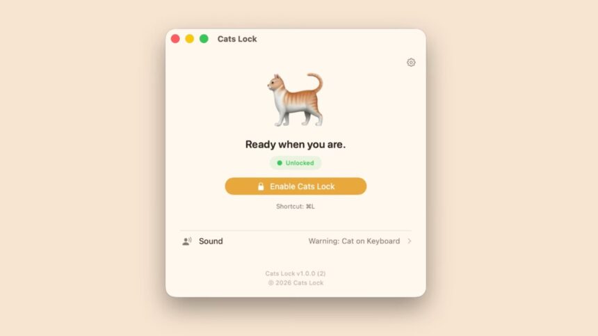 This new Mac app locks the keyboard to prevent chaos when your cat tramples all over it
