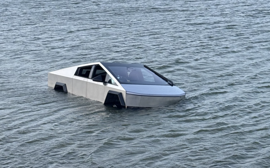 Someone drove a Tesla Cybertruck into a lake to test ‘Wade Mode.’ It didn’t end well.