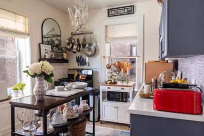 This Foldable Kitchen Island Cart Adds Precious Counter Space in a Snap