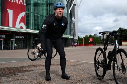 ‘It’s been brutal’ – Olly Murs cycles through torrential rain and the pain of a lost toenail to raise money for Unicef