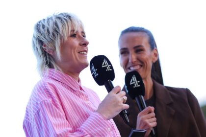 Soccer Aid’s Jill Scott and Maisie Adam arrive 25 minutes after kick-off
