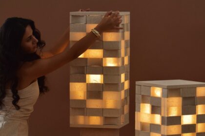 This gorgeous lamp is made from egg shells